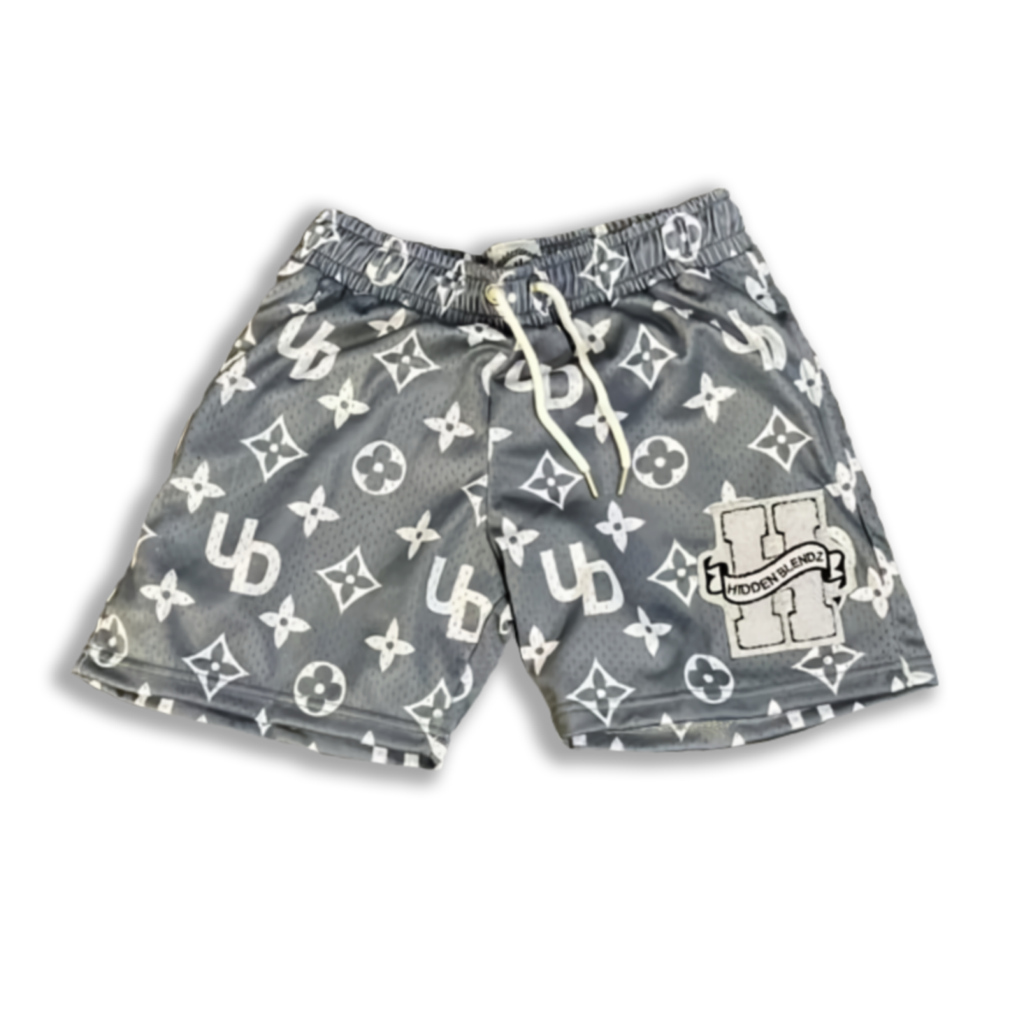 Grey HB monogram mesh shorts